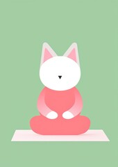 Naklejka premium Cute cat doing yoga pose mammal pet representation.