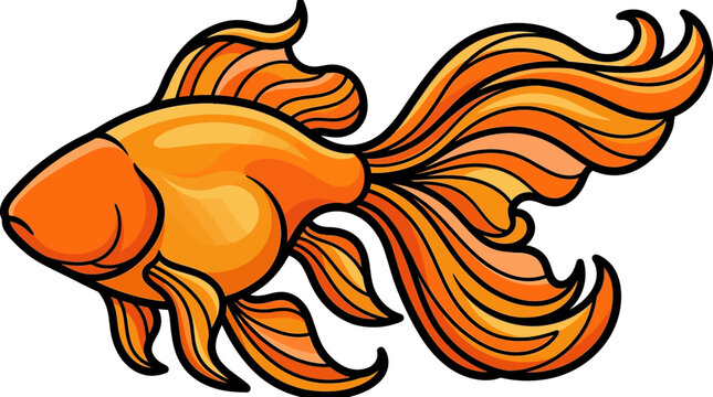 Orange Goldfish Cartoon Illustration.