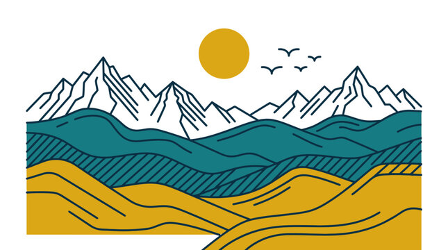 Mountain Range Desert Landscape.