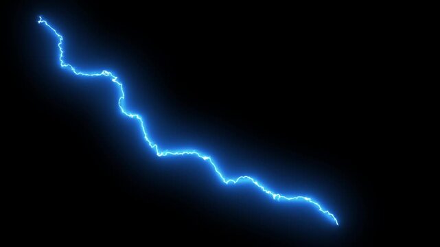 Lightning power overlay on black screen, Electric lightning, Animated bolt strikes, lightning storm, blue light force effect, Blue Lightning flash Thunderbolt isolated on black background pack 4