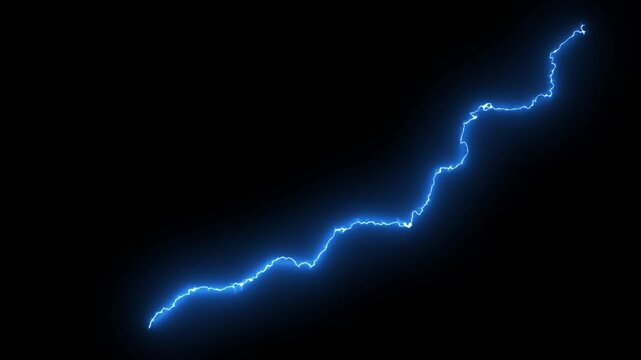 Lightning power overlay on black screen, Electric lightning, Animated bolt strikes, lightning storm, blue light force effect, Blue Lightning flash Thunderbolt isolated on black background pack 3