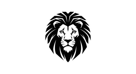 Fototapeta premium Bold black and white lion head illustration on a clean white background