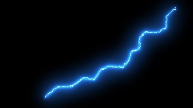 Lightning power overlay on black screen, Electric lightning, Animated bolt strikes, lightning storm, blue light force effect, Blue Lightning flash Thunderbolt isolated on black background pack 2