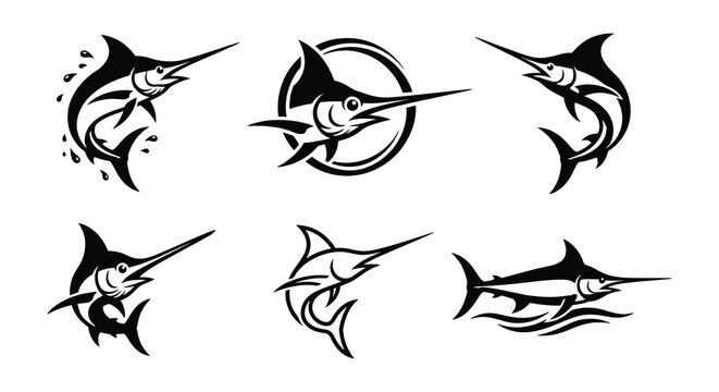 Swordfish Illustrations Black And White Vector Graphics Collection