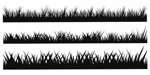 Grass Blade Silhouettes On White Background Three Variations © Piku
