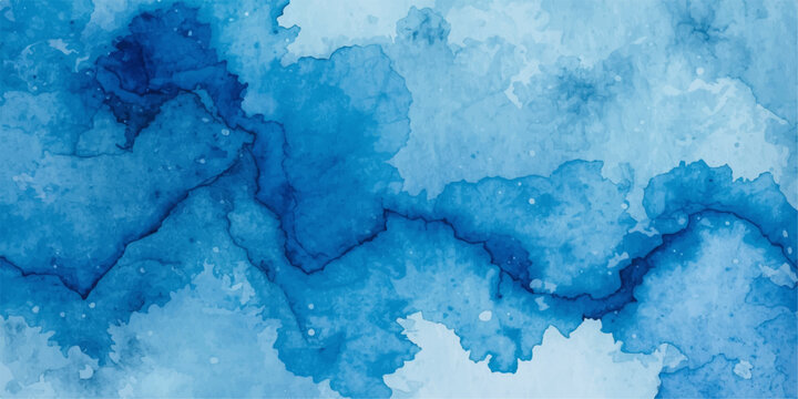 A textured blue watercolor painting resembling a cold winter sky with subtle cloud patterns on a grunge paper backdrop