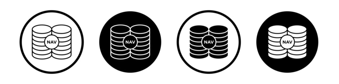 Net asset value icons pack in black and white versions for web.