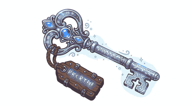 Old antique skeleton key with tag.