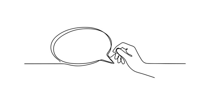 Hand drawing a speech bubble with one continuous line