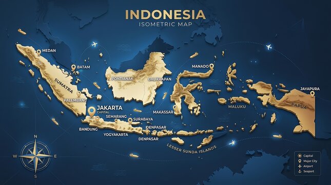 Detailed Map of Indonesia Highlighting Major Islands and Geographic Features.