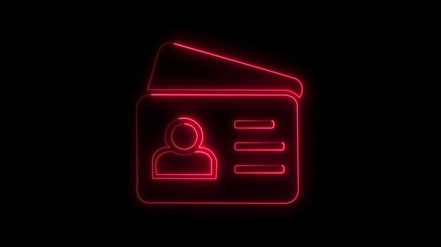 Digital Identity Card Animation with Glowing Neon User Profile and Credentials