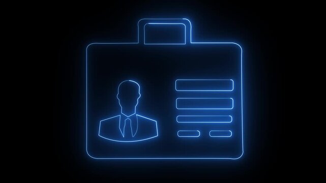 Glowing Neon National Identity Card Animation with User Profile Information Display