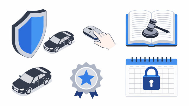 Legal and Insurance Isometric Icon Set