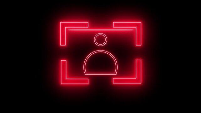 people user icon scan animation showing futuristic face detection and people identification in minimal flat neon style.