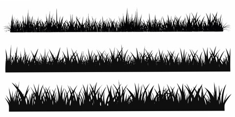 Grass Blade Silhouettes Three Variations On White Background © Rathindranath