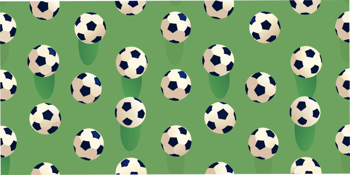 Soccer ball pattern with black pentagons on a green background