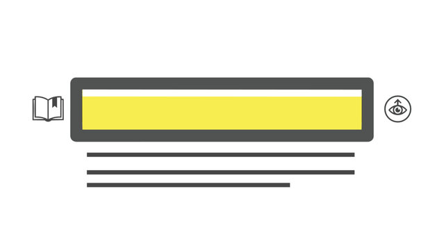 Yellow reading banner icon in minimalist flat style for educational and academic marketing