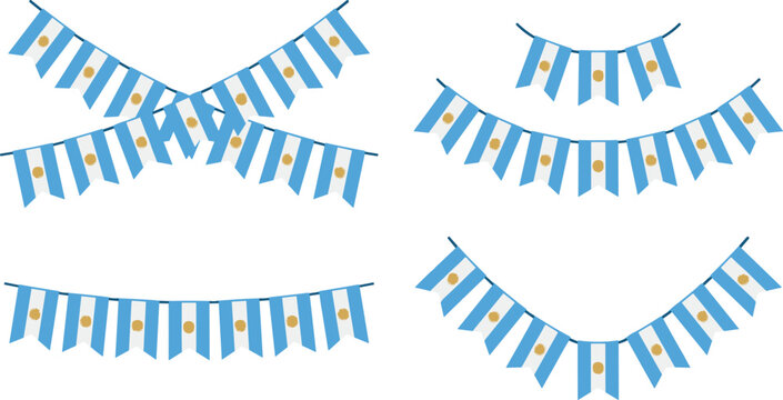 Argentina Flag Bunting Garland Collection Featuring Argentine National Colors and Sun Pennants for Sports Celebrations Festivals and National Day Party Decorations