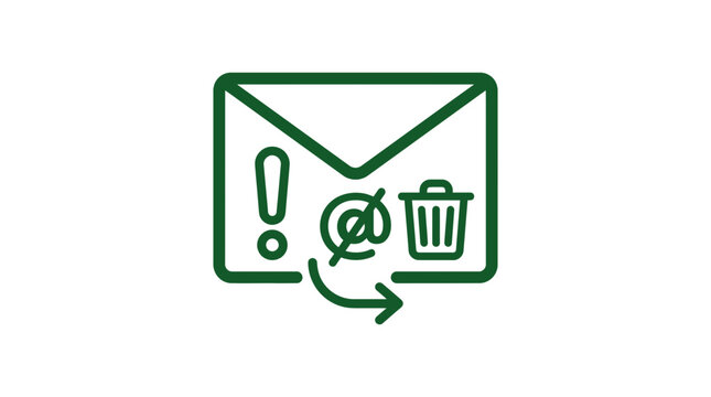 Email Spam Delete Icon: Alert, Unsubscribe, Trash Can, Forward Arrow