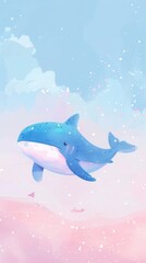Fototapeta premium Whale shark dreamy wallpaper animal dolphin cartoon.