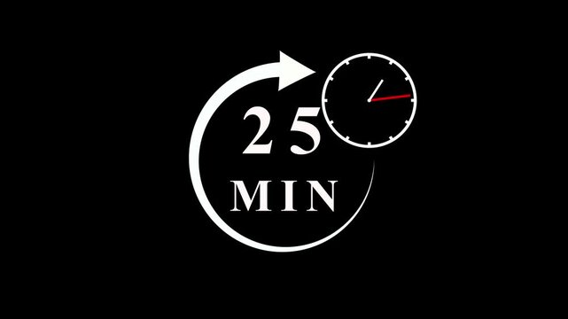 White number 25 inside a circular arrow graphic on a black background twenty five numeral
