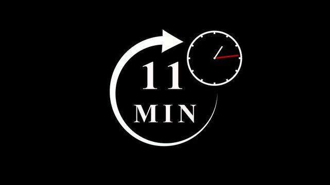 White Number Eleven Inside Circular Arrow Graphic on Black Background numeral digit