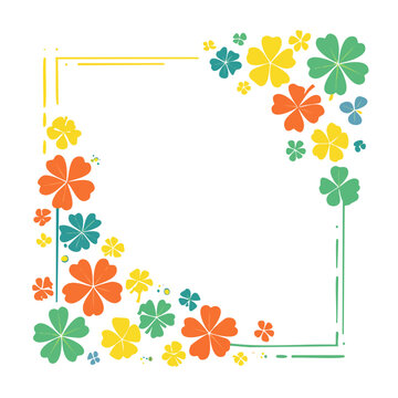 Colorful floral border with corner decoration
