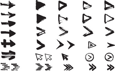 Geometric arrow heads and cursors hand drawn brush stroke elements for graphic design © Sabbir