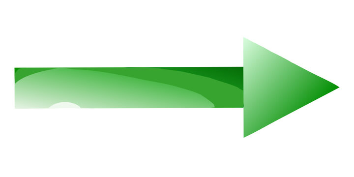 Green right pointing arrow with gradient isolated on a black background