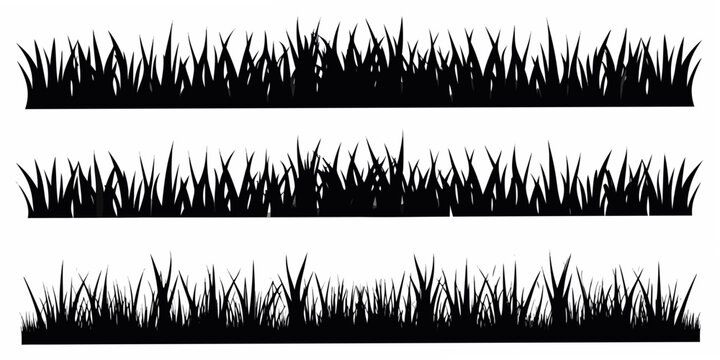 Grass blade silhouettes in three horizontal arrangements black on white