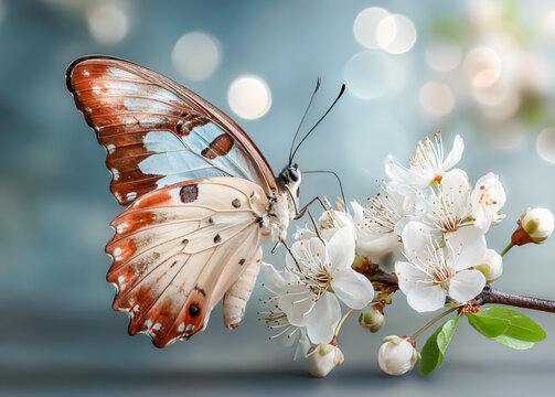 Beautiful butterfly on a flower in a natural garden, showcasing delicate wings, colorful details, pollination, spring beauty, and peaceful wildlife.
