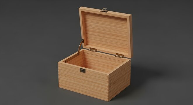Blank open wooden box small gift container case mockup