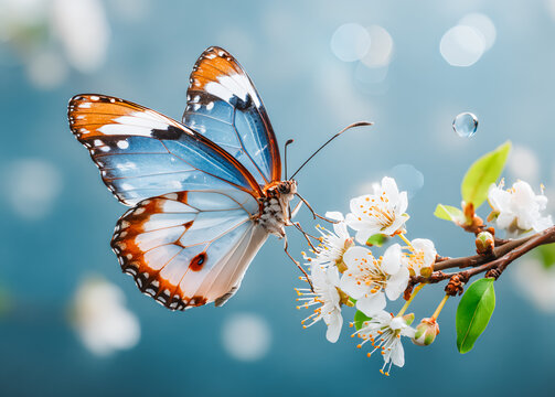 Beautiful butterfly on a flower in a natural garden, showcasing delicate wings, colorful details, pollination, spring beauty, and peaceful wildlife.
