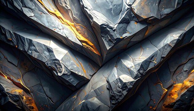 Dark Gray Rock Formation with Lava.