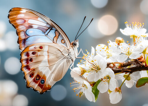 Beautiful butterfly on a flower in a natural garden, showcasing delicate wings, colorful details, pollination, spring beauty, and peaceful wildlife.