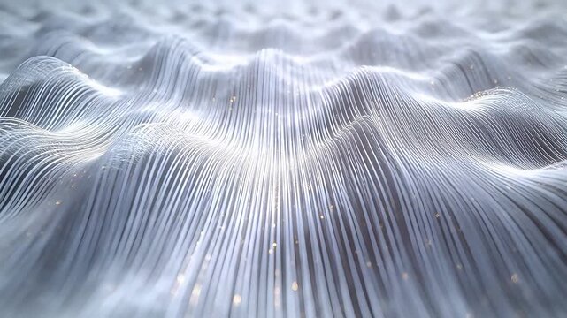 Abstract undulating wave structure with silver lines and light spots resembling terrain