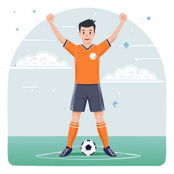 ゴールを喜ぶサッカー選手のイラスト