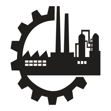 Industrial icon silhouette illustration An industrial icon is a visual representation used in graphic design, user interfaces, or maps to quickly identify manufacturing, production, and commercial fac