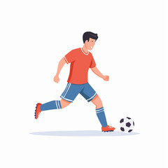 Fototapeta premium 力強くシュートするサッカー選手のイラスト