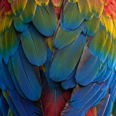 Obraz premium Vibrant colorful macaw parrot wing feathers