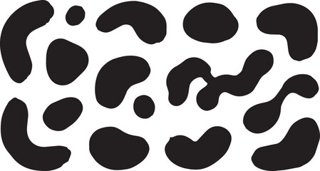 Abstract black organic blob shapes resembling jaguar leopard print pattern on white background © Sabbir