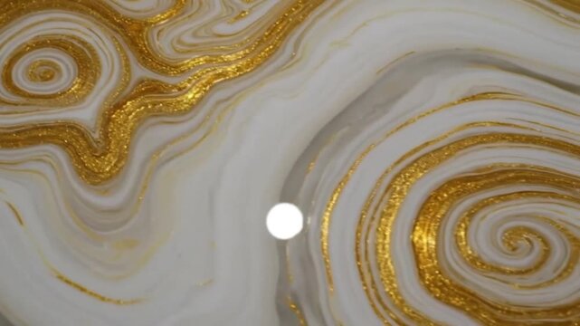 The fluid moves slowly, creating swirls, curves, and concentric circles that resemble the grain of luxurious wood or precious stones (such as agate or premium marble).