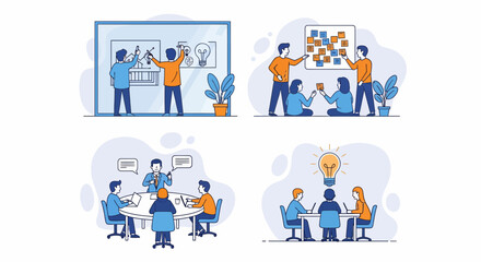 Fototapeta premium A team work to plan new big idea for best firm work group of men women