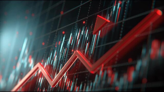 Abstract glowing stock market graph symbolizing exponential business growth and data analysis.
