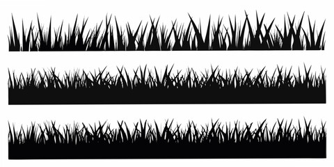 Grass Blade Silhouettes Three Variations On White Background © Sudebi