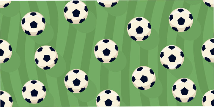Soccer ball pattern with green background vector illustration