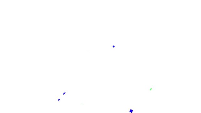 Colorful Confetti Blast Animation with Realistic Party Popper Explosion on Transparent Background, 4K Green Screen Alpha Matte Channel