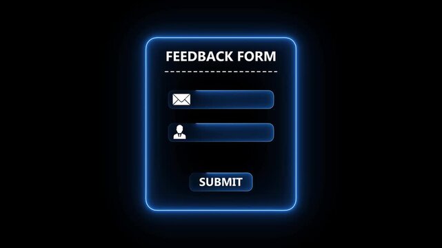 Blue feedback form interface concept on the transparent background. Perfect for customer review, digital survey form and user response animation