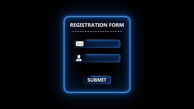 Blue registration form interface concept on the transparent background. Perfect for online signup, account creation and secure user registration animation
