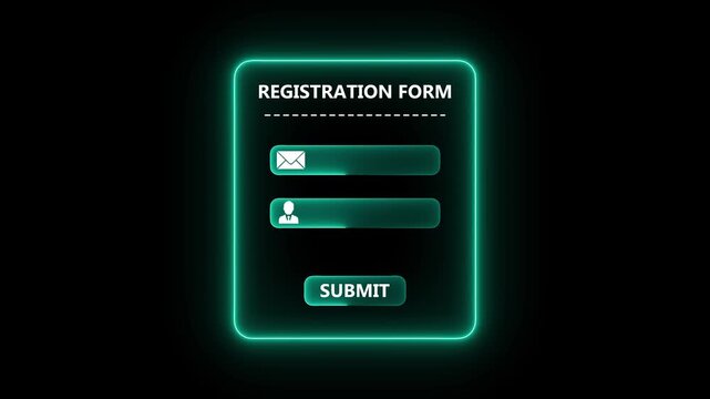 Green registration form interface concept on the transparent background. Perfect for user signup, member account setup and digital onboarding animation